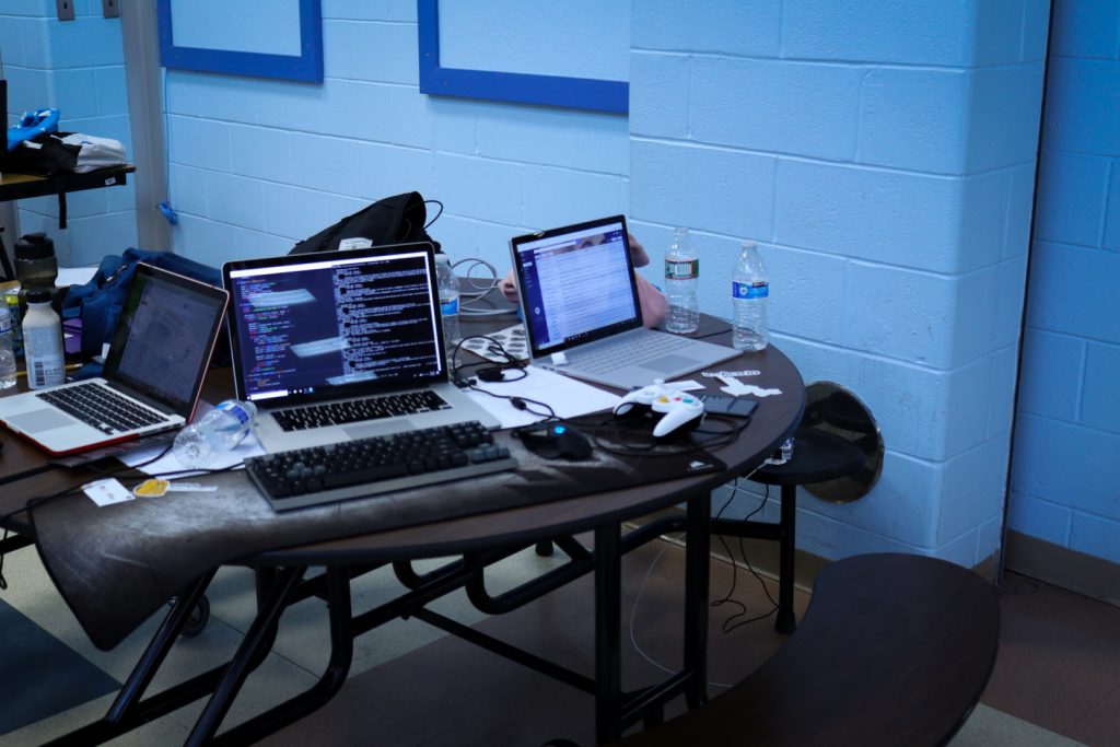 A group of laptops at hackMHS